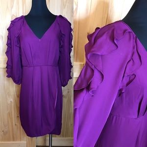 Tibi purple ruffle wrap dress-back zipper size 6